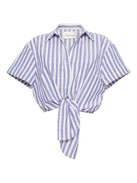 Cara Cara striped tie-front top