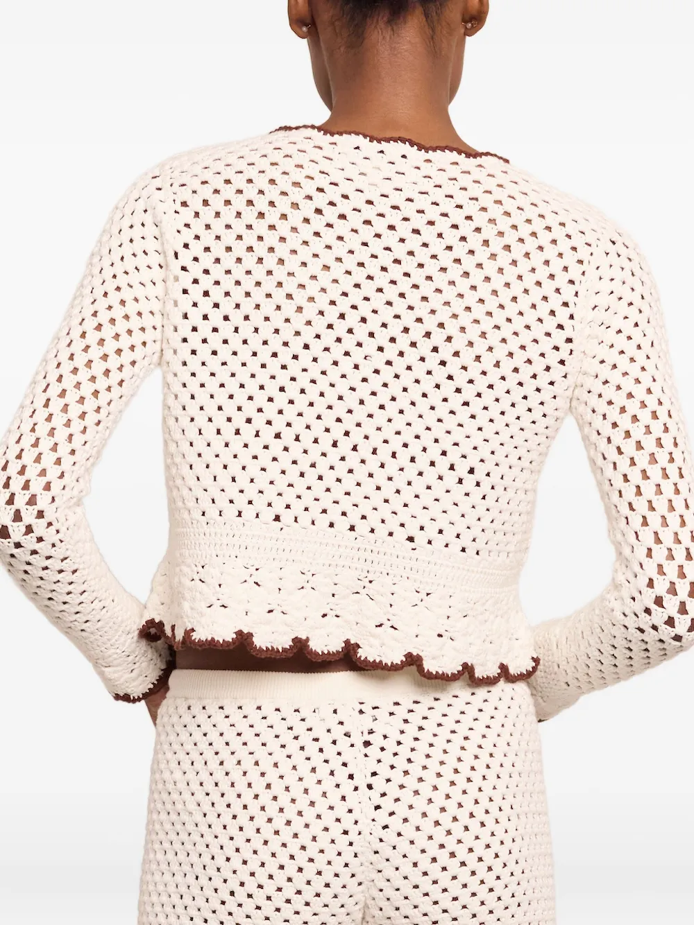  Cara Cara Crochet Scallop-trim Cardigan - Neutrals 