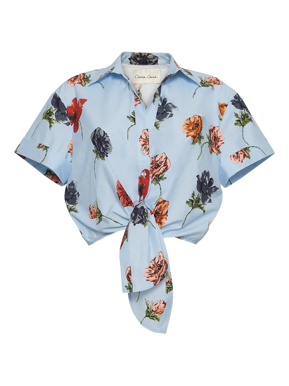 Cara Cara floral-print tie-front top - Blu