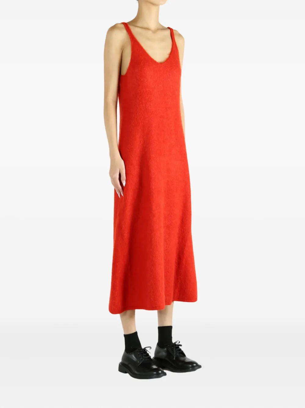 Auralee Alpaca Knit Dress In Red