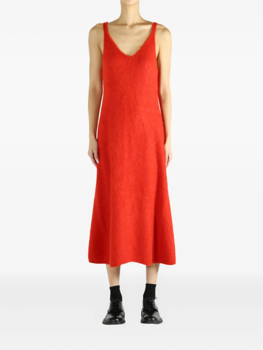 Auralee V-neck midi dress - Rood