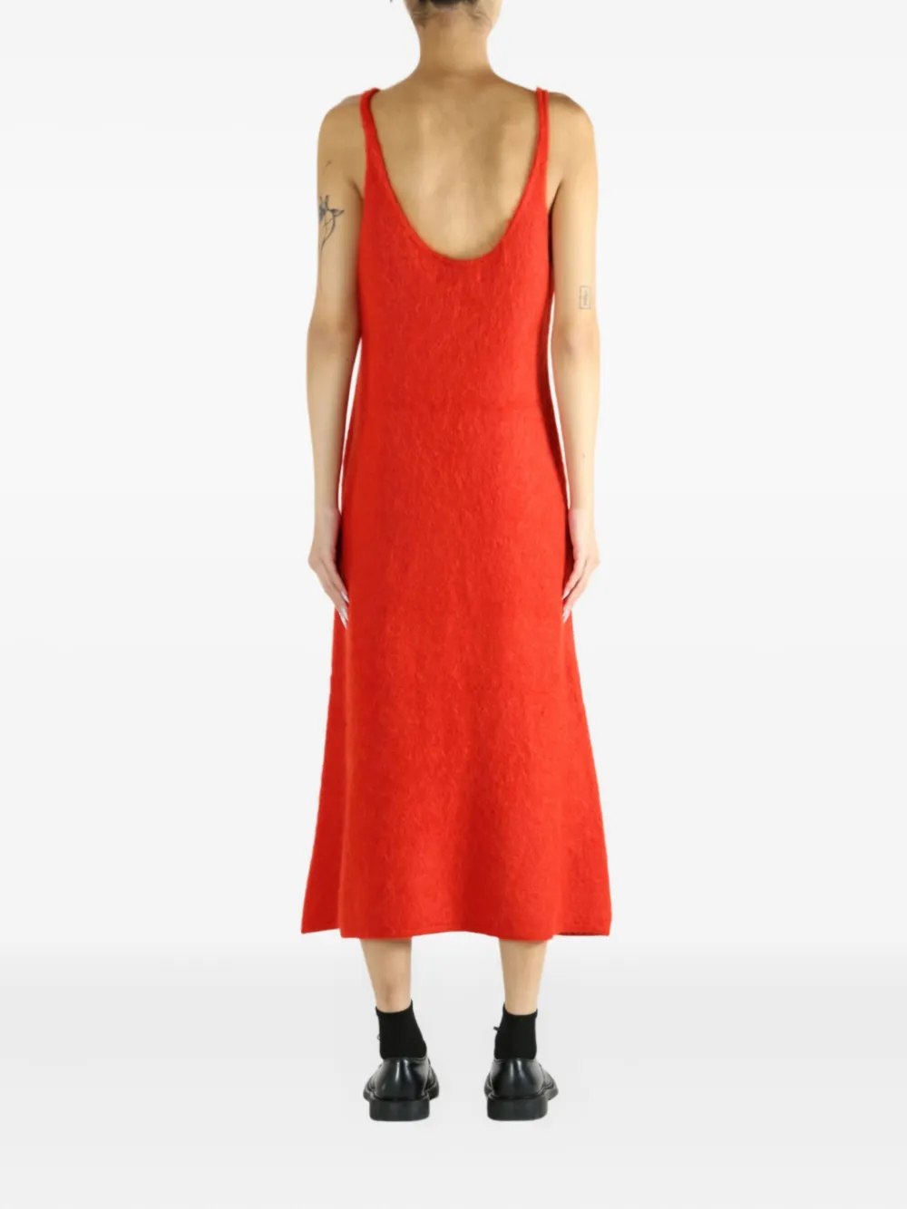 Auralee Alpaca Knit Dress In Red