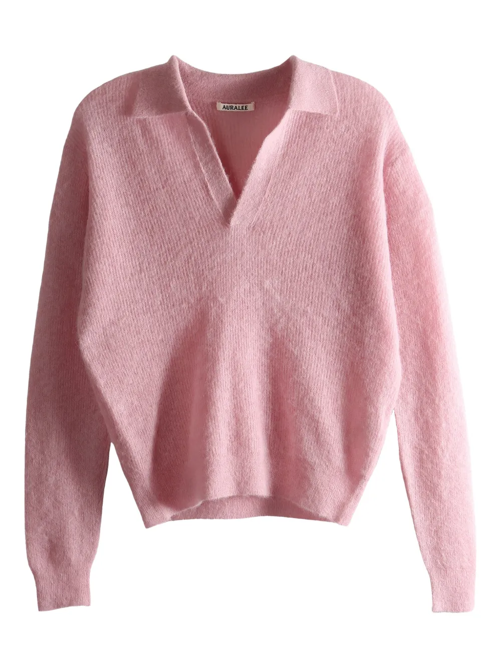 Auralee V-neck collared sweater | Pink | Image 1