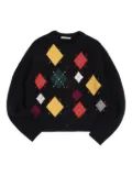YMC Atomic argyle cardigan - Black