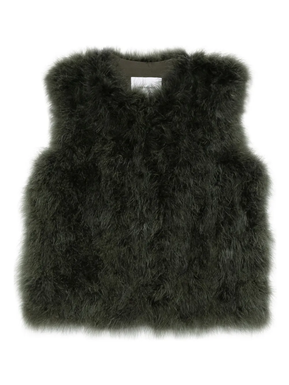 Yves Salomon feather-embellished gilet | Green | Image 1