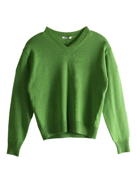 Auralee V-neck ribbed sweater