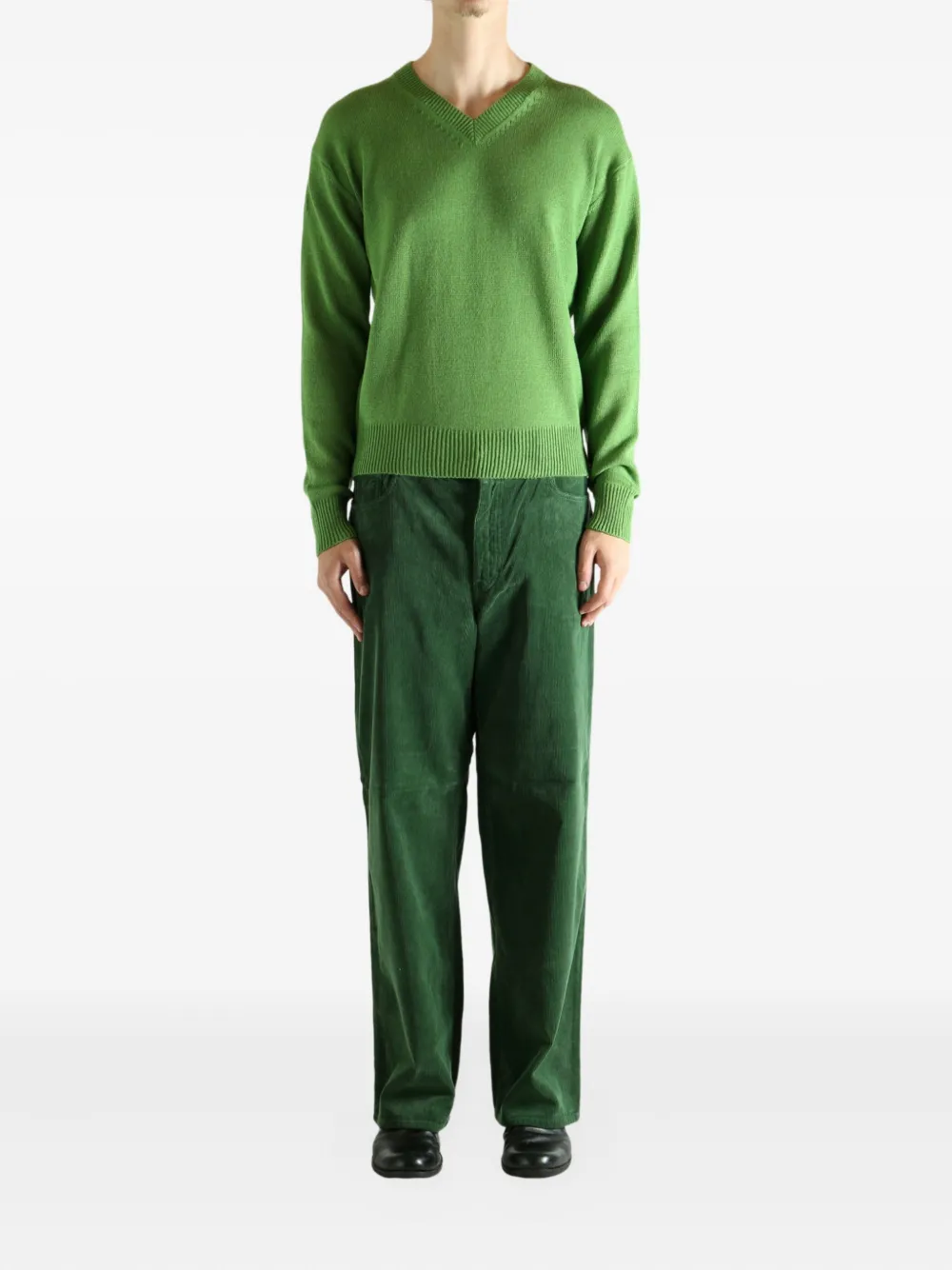 Auralee V-neck ribbed sweater - Groen