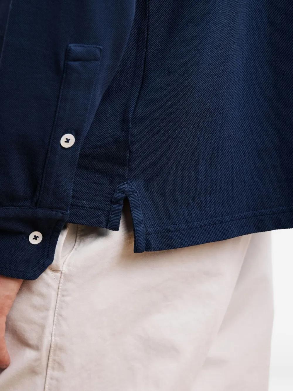 HARTFORD Poloshirt met opgestikte zak en lange mouwen Blauw
