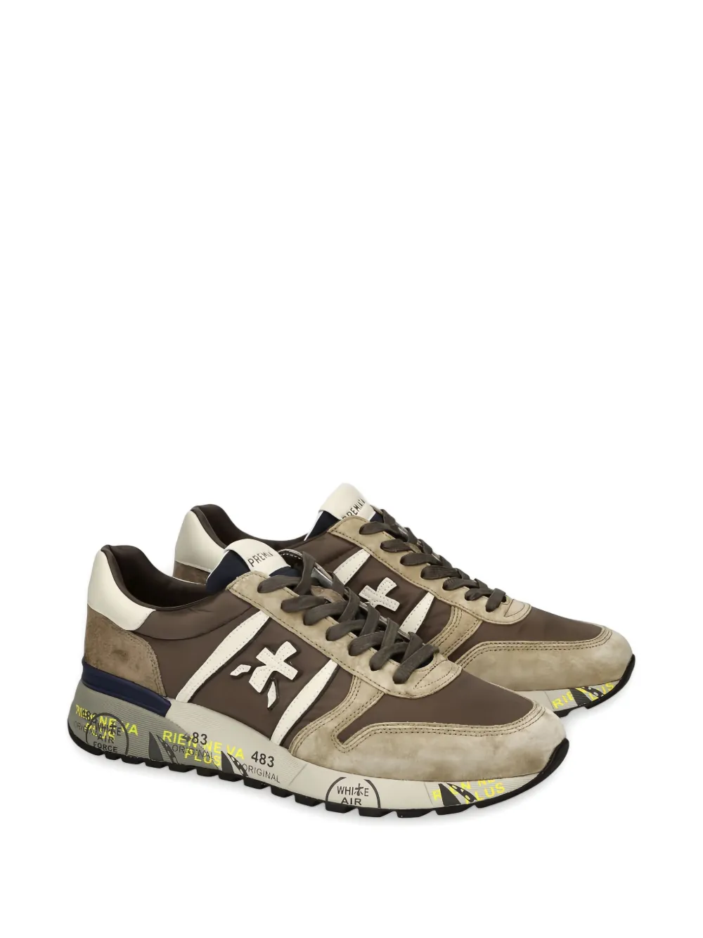 Premiata Lander cross-detail suede sneakers Grey