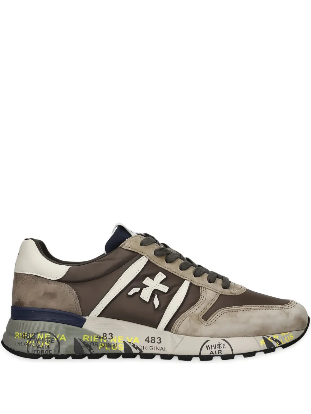 Premiata Lander cross-detail suede sneakers Grey