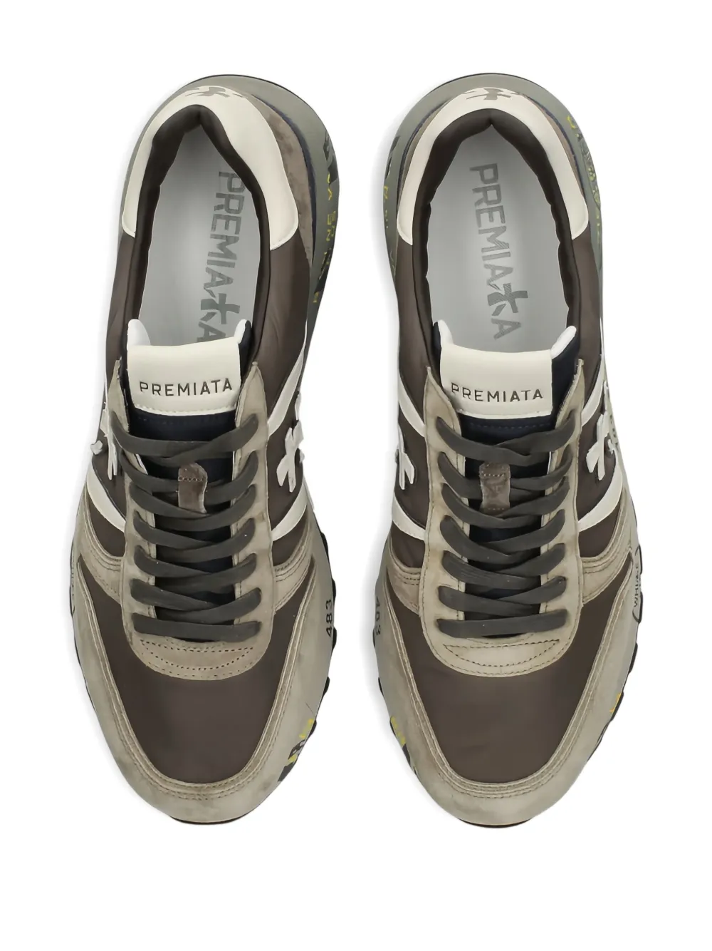 Premiata Lander cross-detail suede sneakers Grey