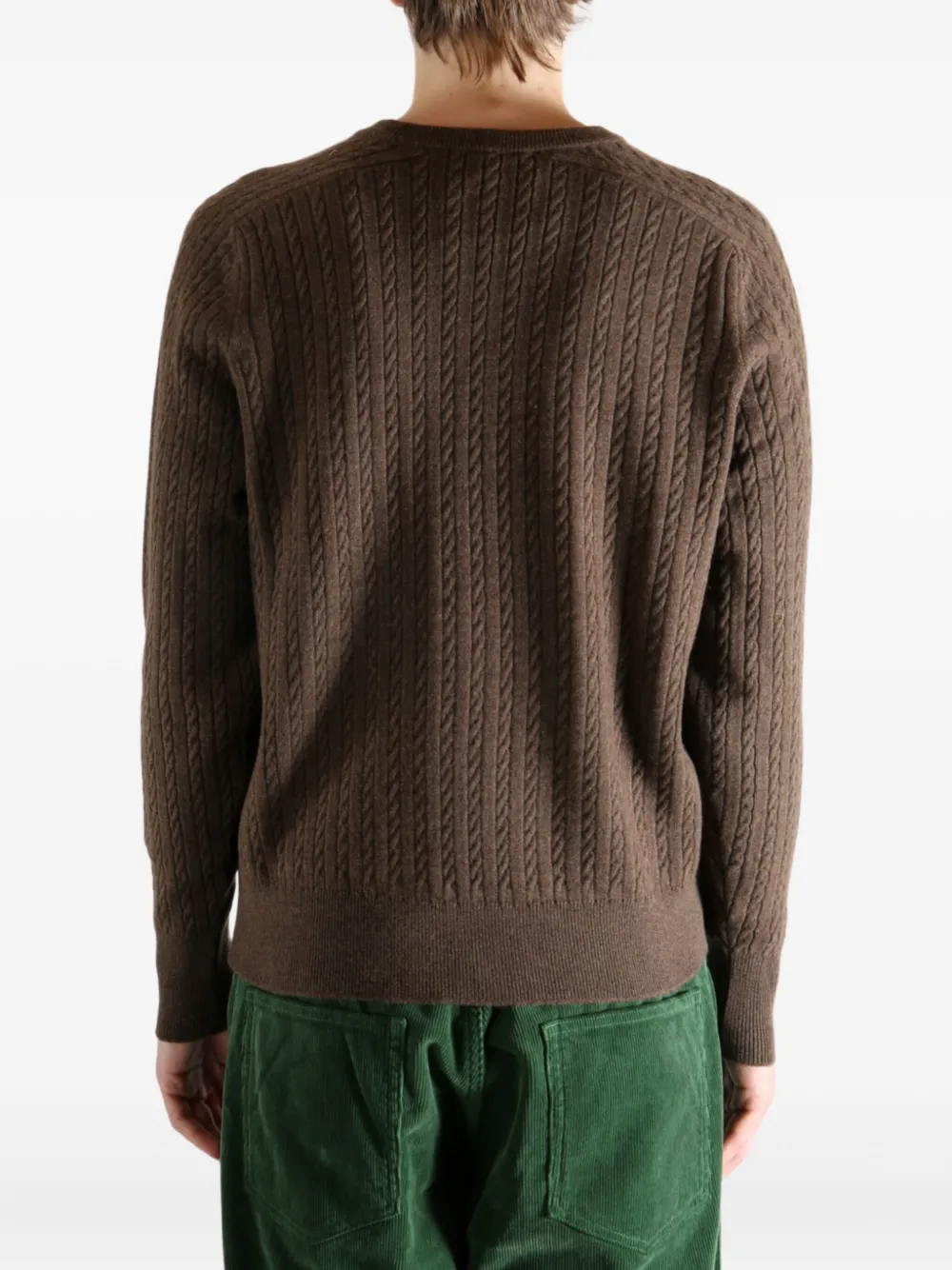 Auralee Cable-knit Crew-neck Sweater In Brown