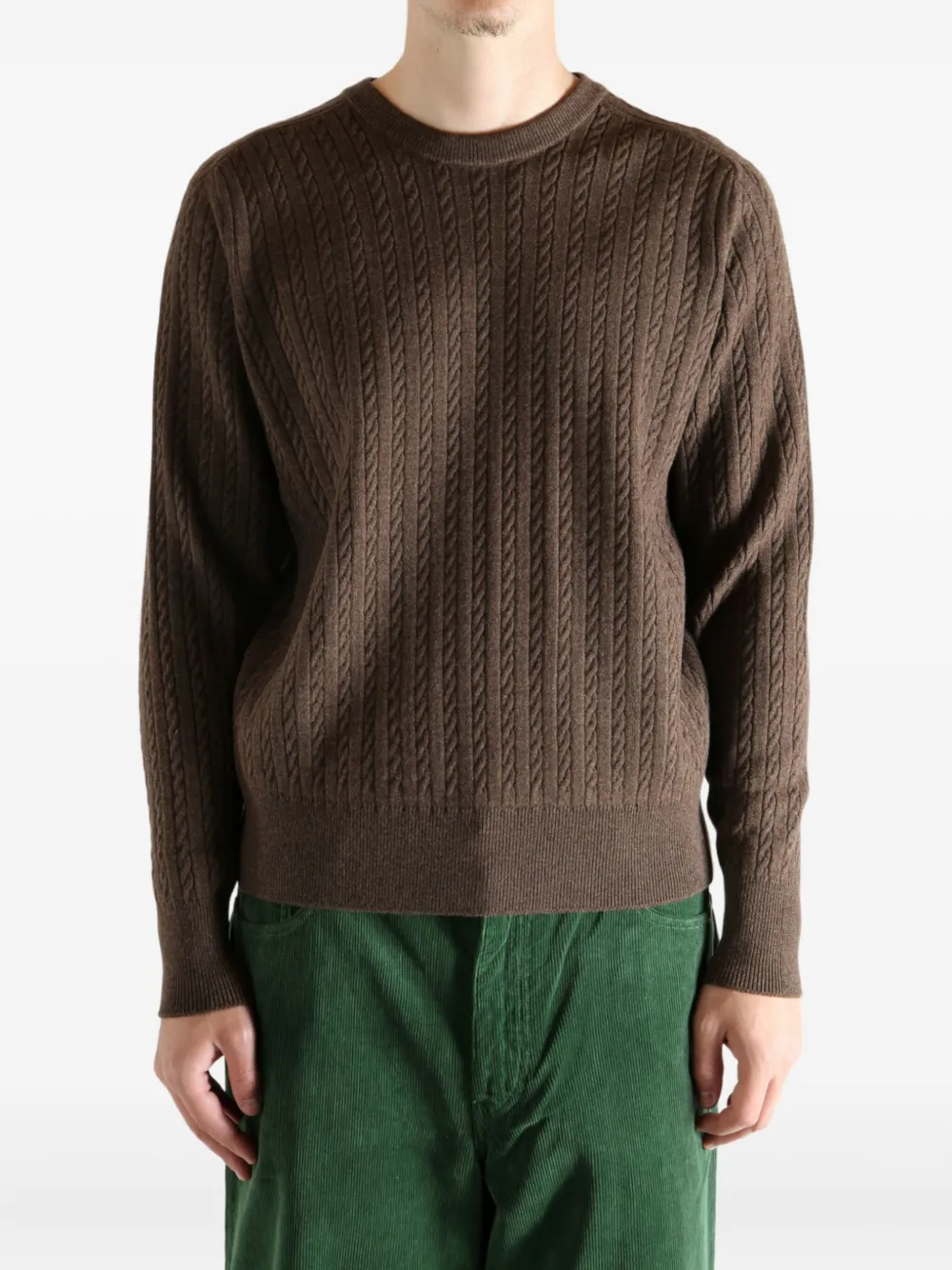 Auralee cable-knit crew-neck sweater - Bruin