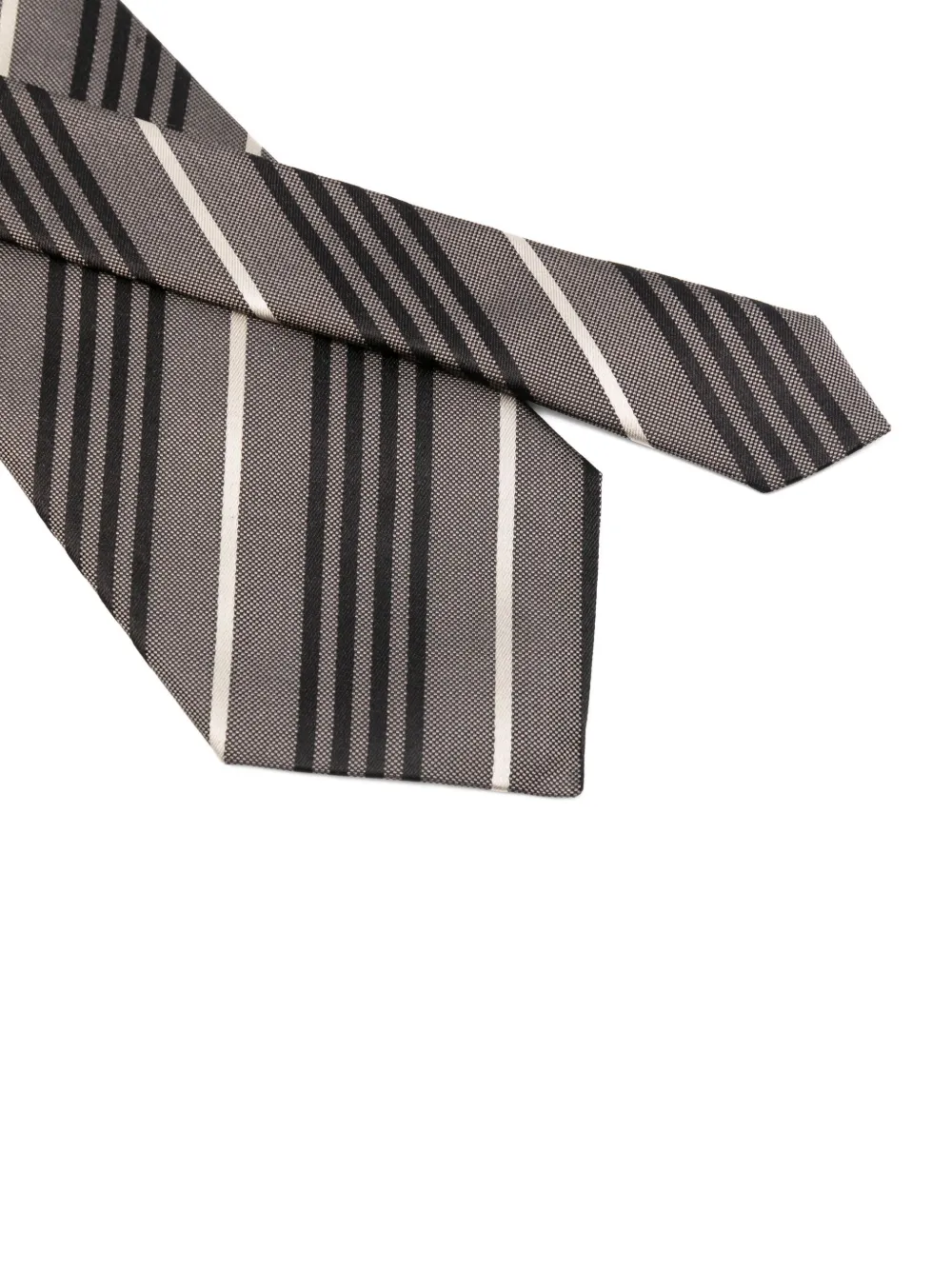 Saint Laurent Gestreepte zijden stropdas Grijs