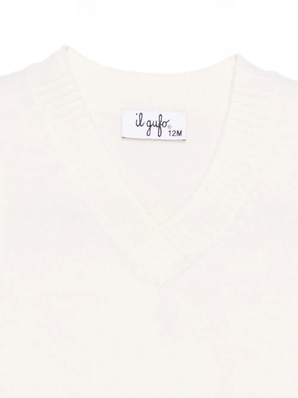 Il Gufo Mouwloze trui met V-hals Wit