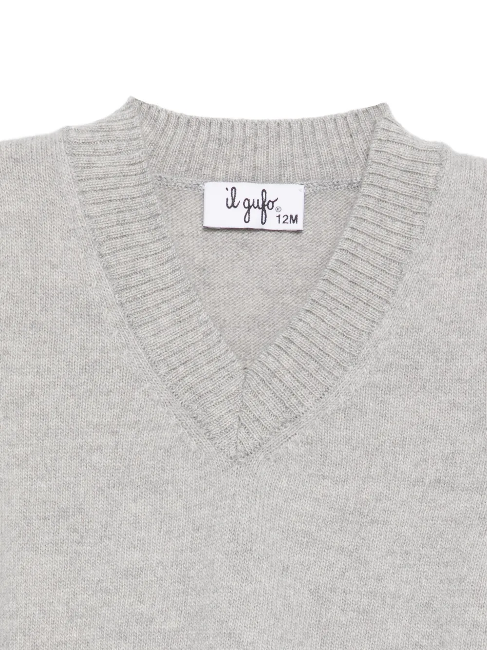 Il Gufo Mouwloze trui met V-hals Grijs