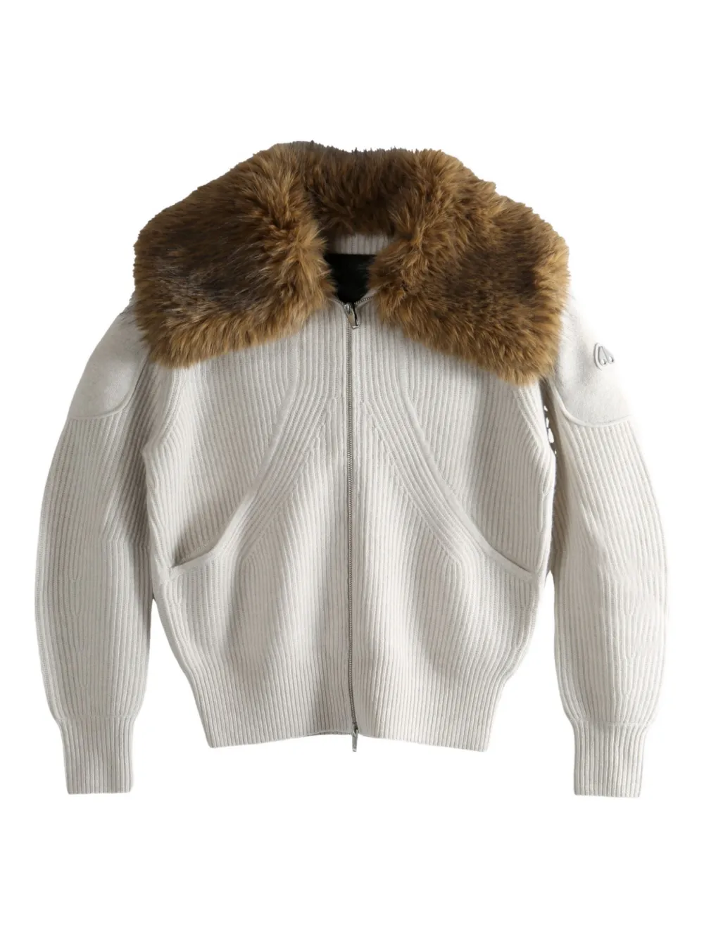 Moose Knuckles Fur Collar Zip Knitwear In Multi