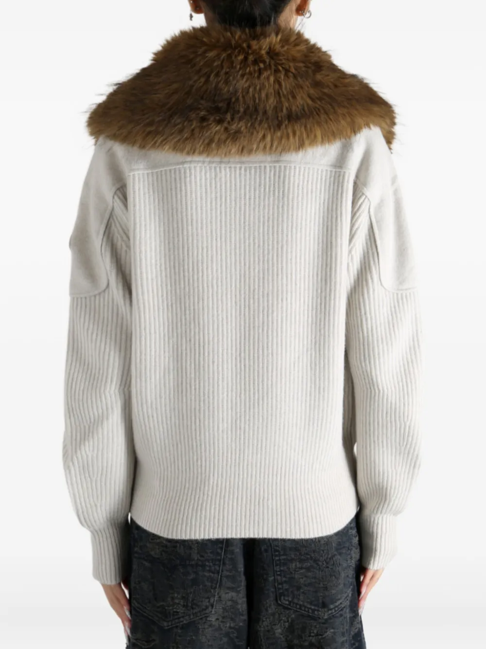 Moose Knuckles Fur Collar Zip Knitwear In Multi