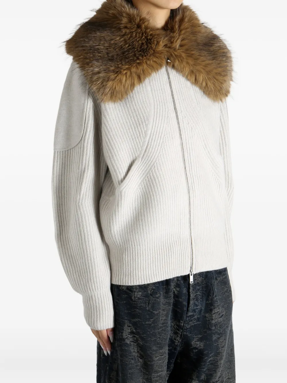 Moose Knuckles Fur Collar Zip Knitwear In Multi