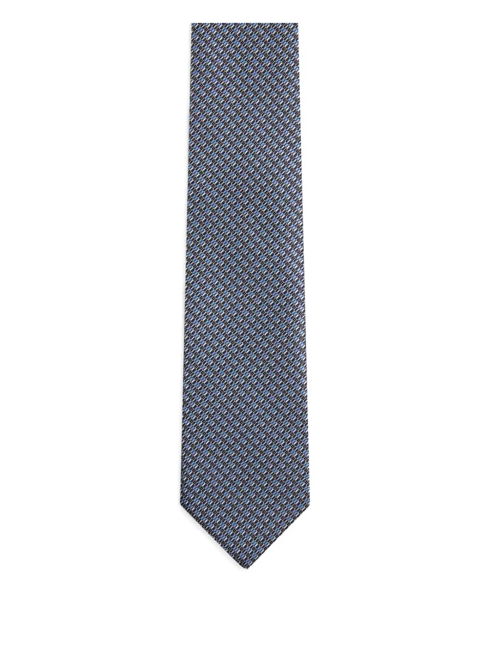 Zegna Patterned Silk Tie In Blue