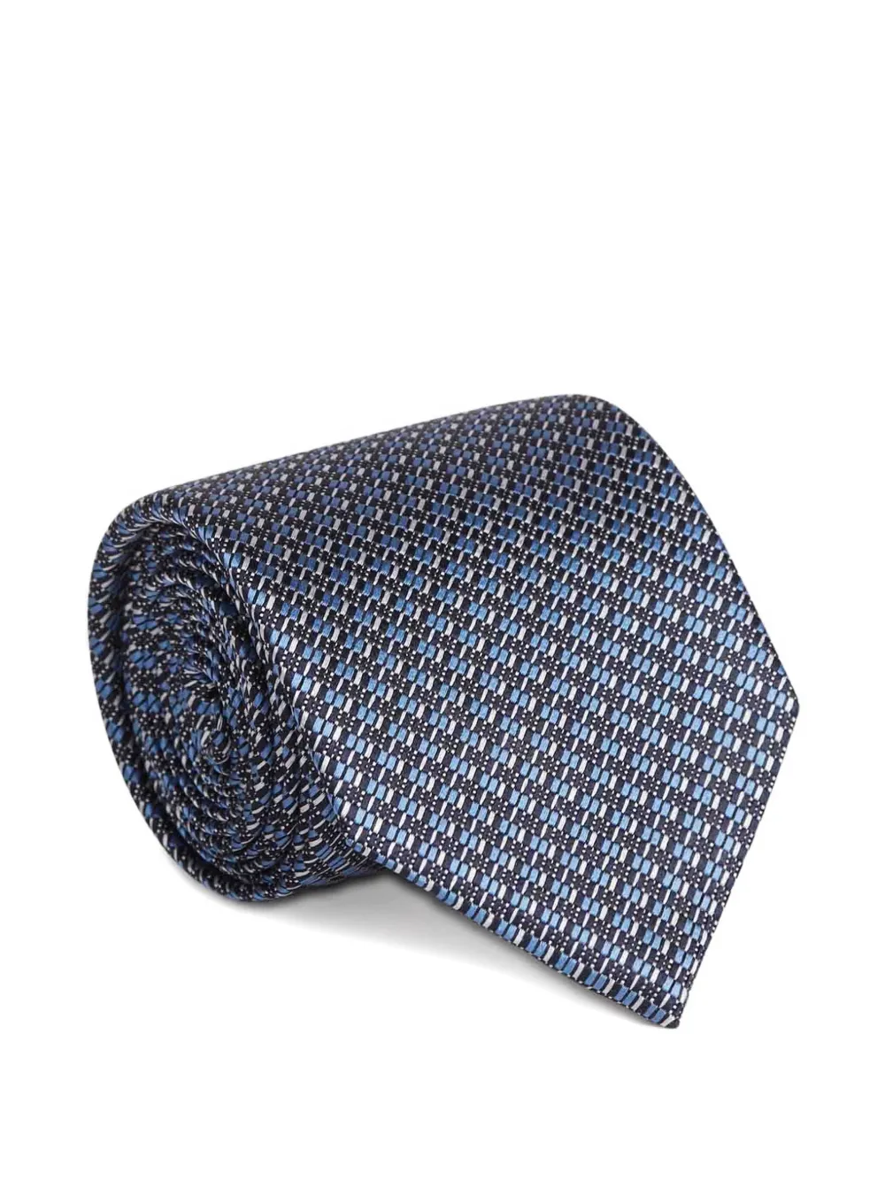 Zegna patterned silk tie - Blauw