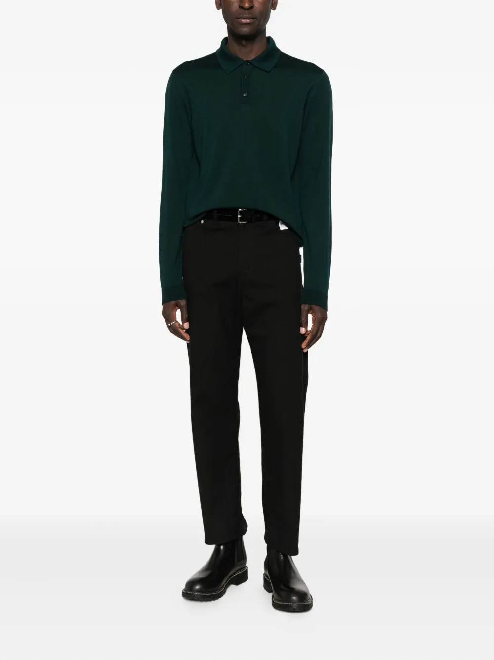 Roberto Collina Poloshirt met lange mouwen - Groen