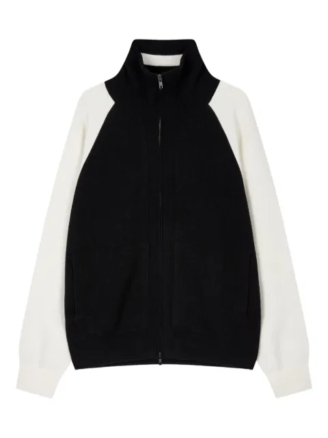 TOMBOY logo-jacquard zip-up cardigan