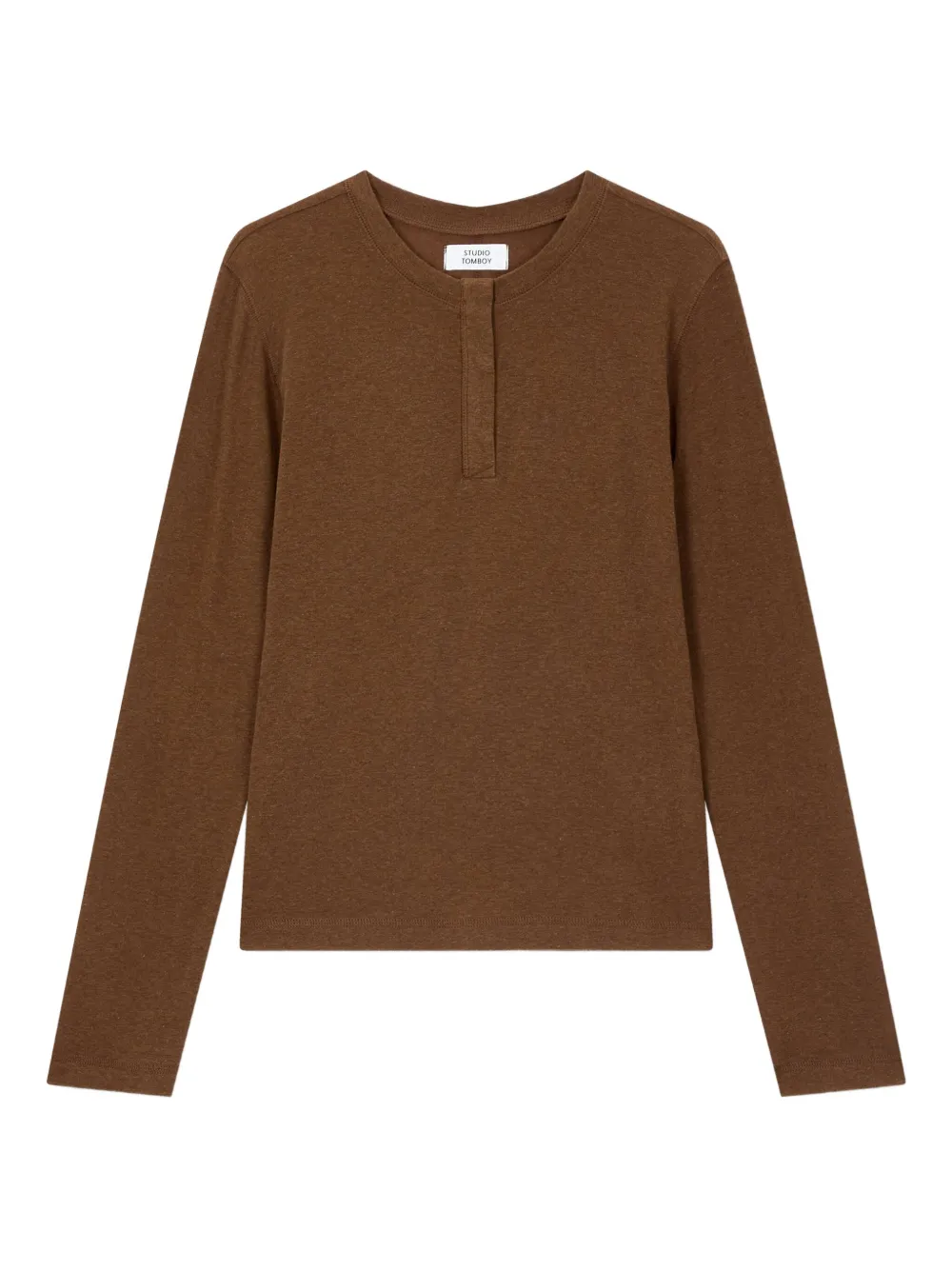 STUDIO TOMBOY Henley-neck long-sleeve T-shirt - Marrone