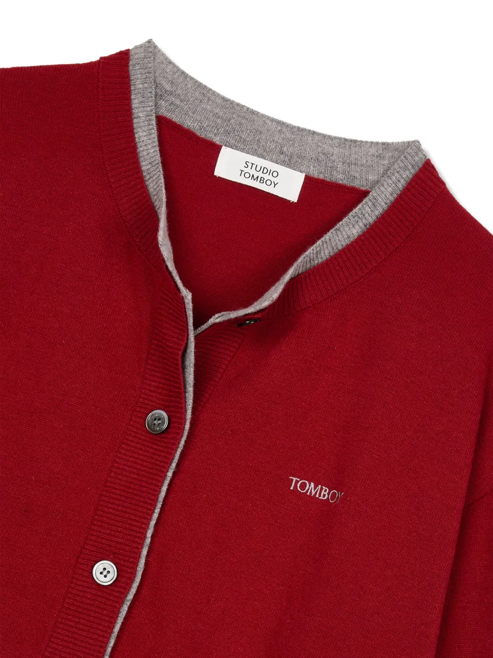 STUDIO TOMBOY Tweekleurig vest met geborduurd logo Rood
