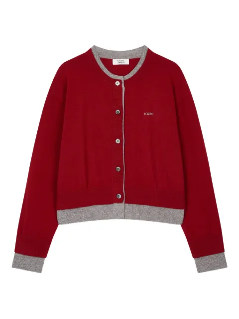 TOMBOY — logo-embroidery two-tone cardigan