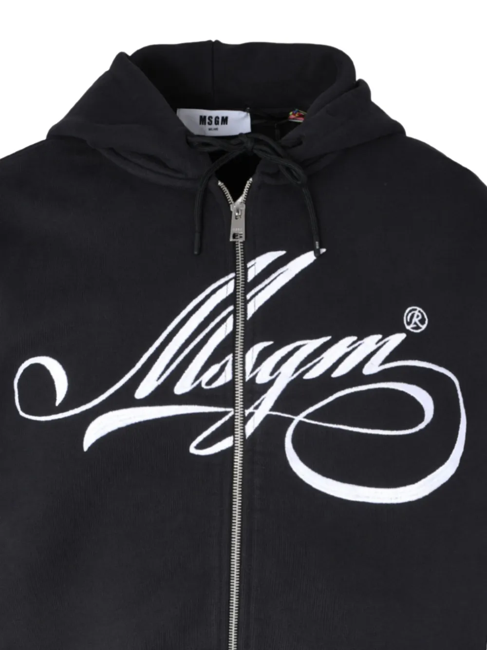 Msgm Zip Hooded Sweater In Black