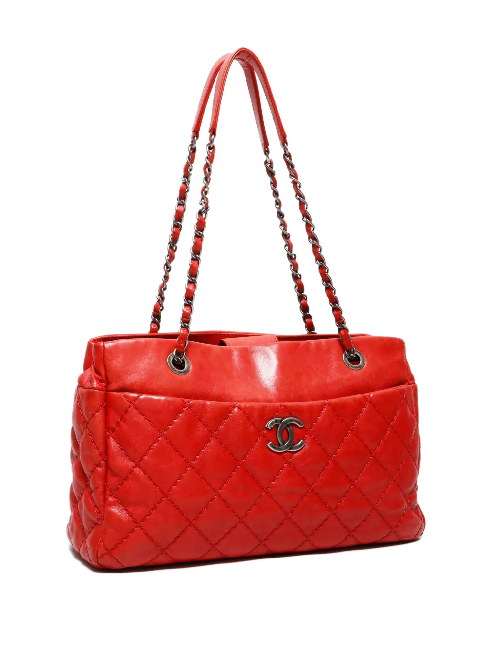 Pre-owned Chanel 2013-2014 Wild Stitch-quilted Shoulder Bag In Red