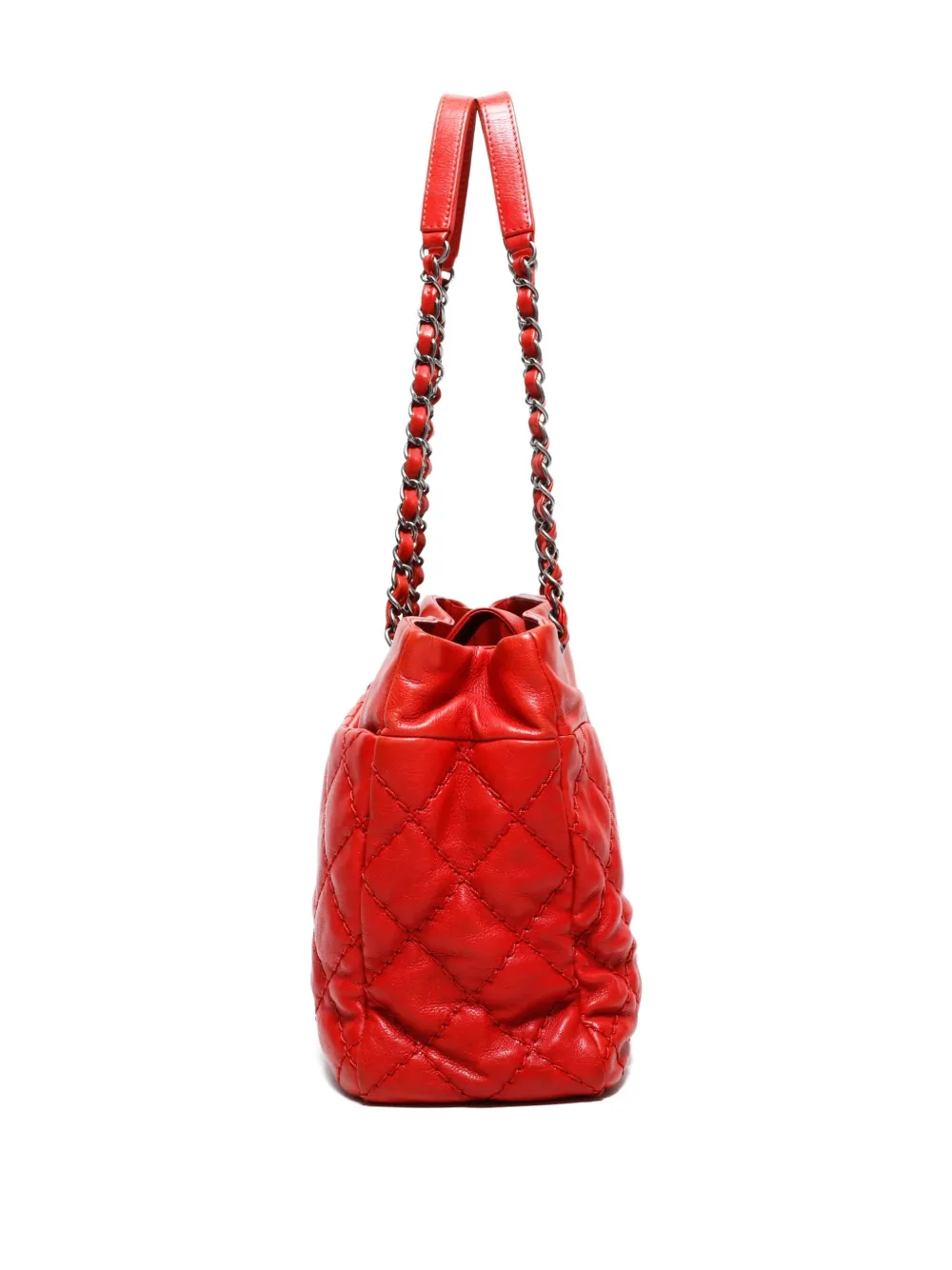 Pre-owned Chanel 2013-2014 Wild Stitch-quilted Shoulder Bag In Red