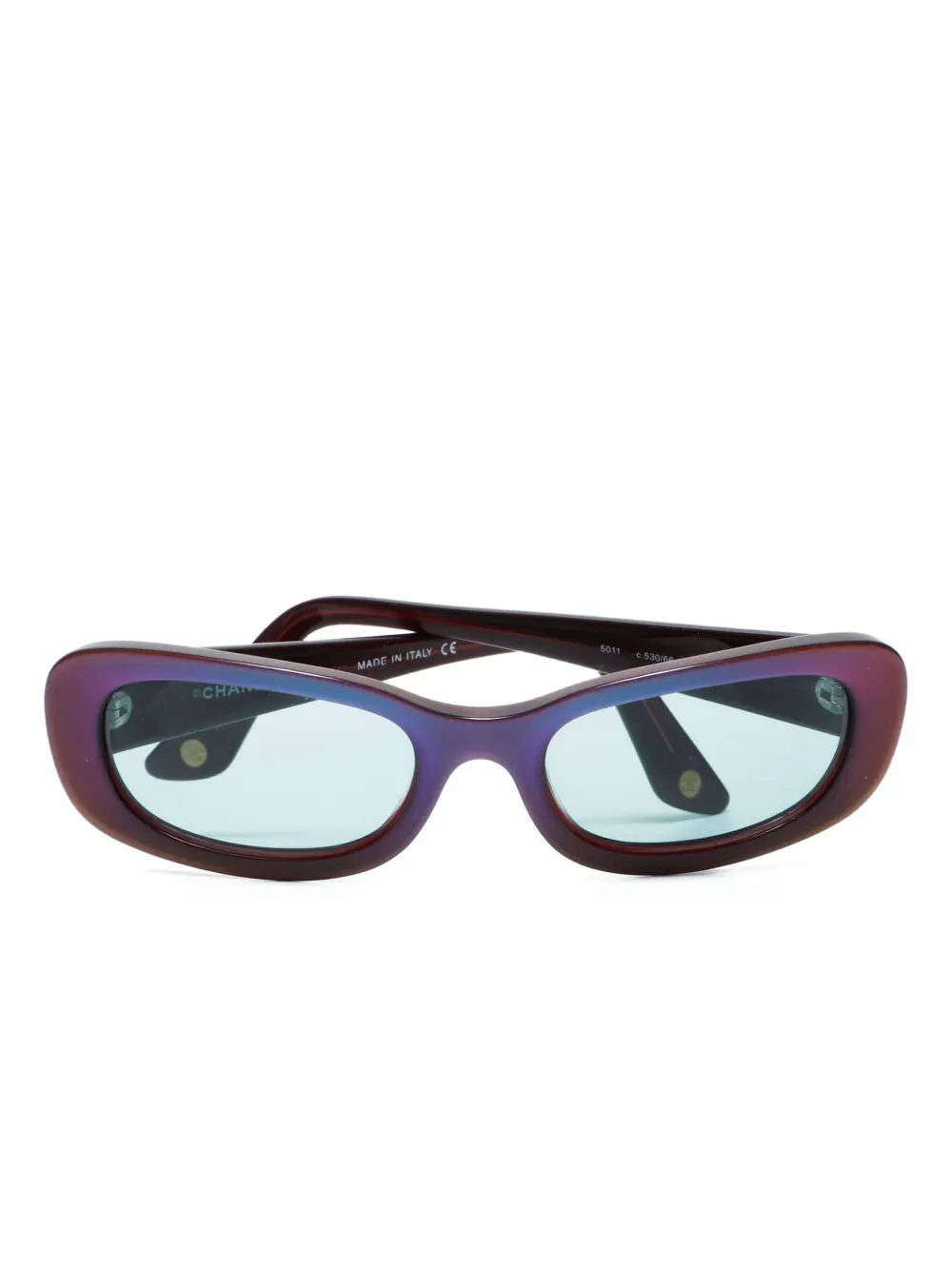 CHANEL Pre-Owned 2000s CC Mark rectangle-frame sunglasses - ブルー CHANEL Pre-Owned 2000s CC Mark rectangle-frame sunglasses - ブルー