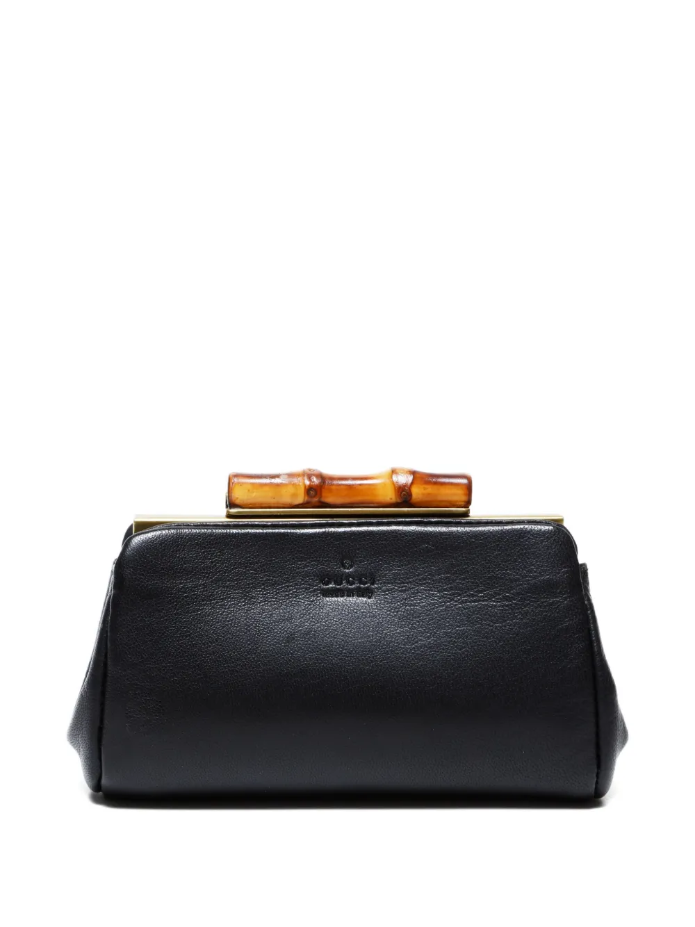 Pre-owned Gucci 2000-2015 Bamboo Leather Pouch In Black