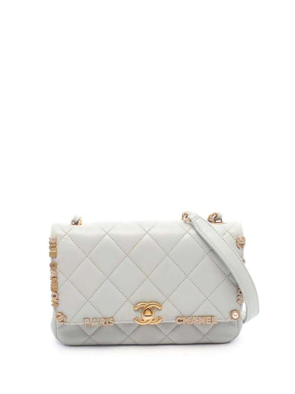 CHANEL Pre-Owned 2021-2025 Mini Quilted Lambskin Paris Monaco Flap crossbody bag | Grey | Image 1