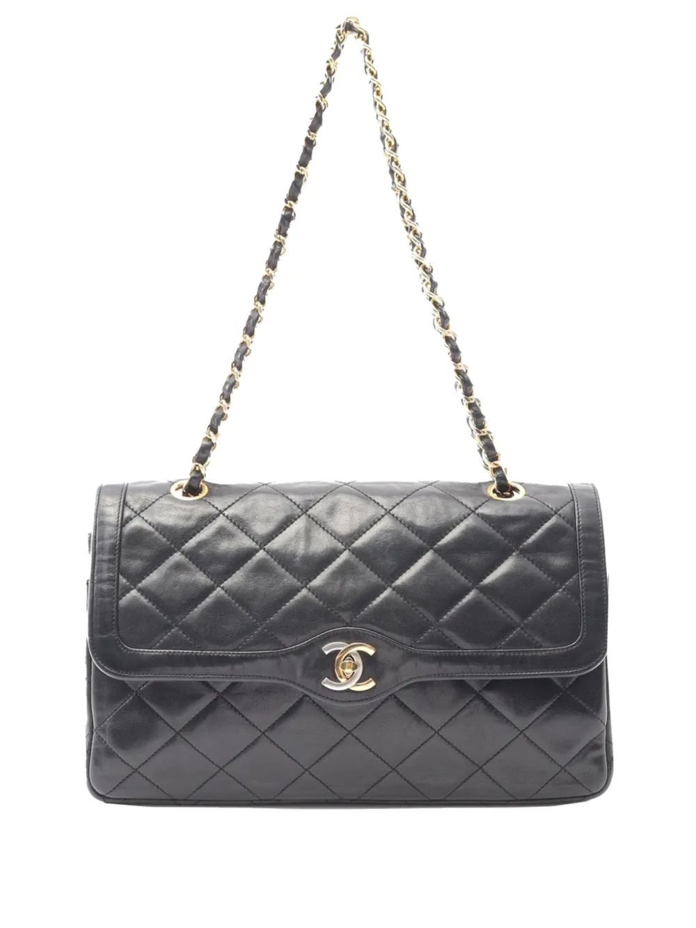 CHANEL Pre-Owned 1989-1991 リミテッドエディション パリ マトラッセ ラムスキン ダブルフラップ ショルダーバッグ CHANEL Pre-Owned 1989-1991 リミテッドエディション パリ マトラッセ ラムスキン ダブルフラップ ショルダーバッグ