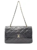 CHANEL Pre-Owned 1989-1991 Limited Edition Paris Quilted Lambskin Double Flap shoulder bag - Black