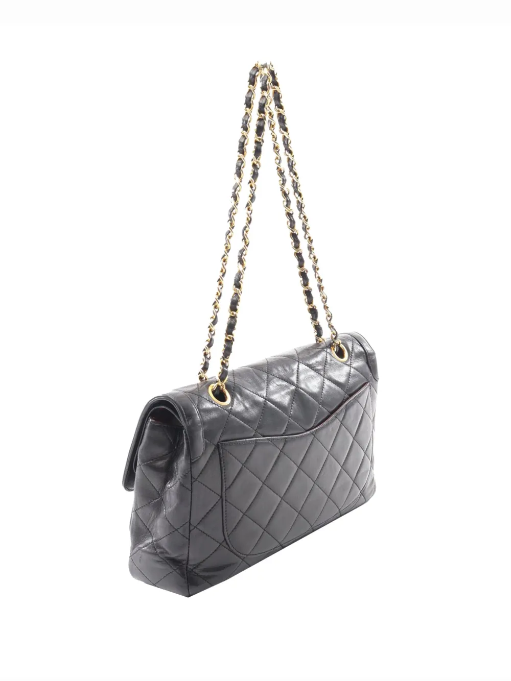 Pre-owned Chanel 1989-1991 Limited Edition Paris Quilted Lambskin Double Flap Shoulder Bag In Black