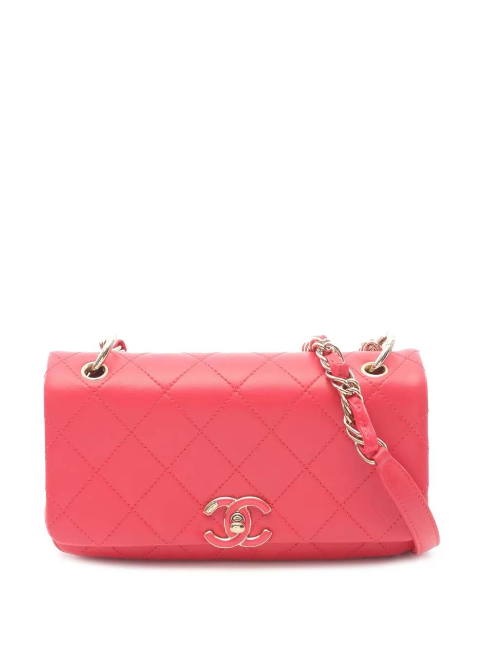 CHANEL Pre-Owned 2021 Medium Lambskin Twist Chain Enamel CC Flap CHANEL Pre-Owned 2021 Medium Lambskin Twist Chain Enamel CC Flap