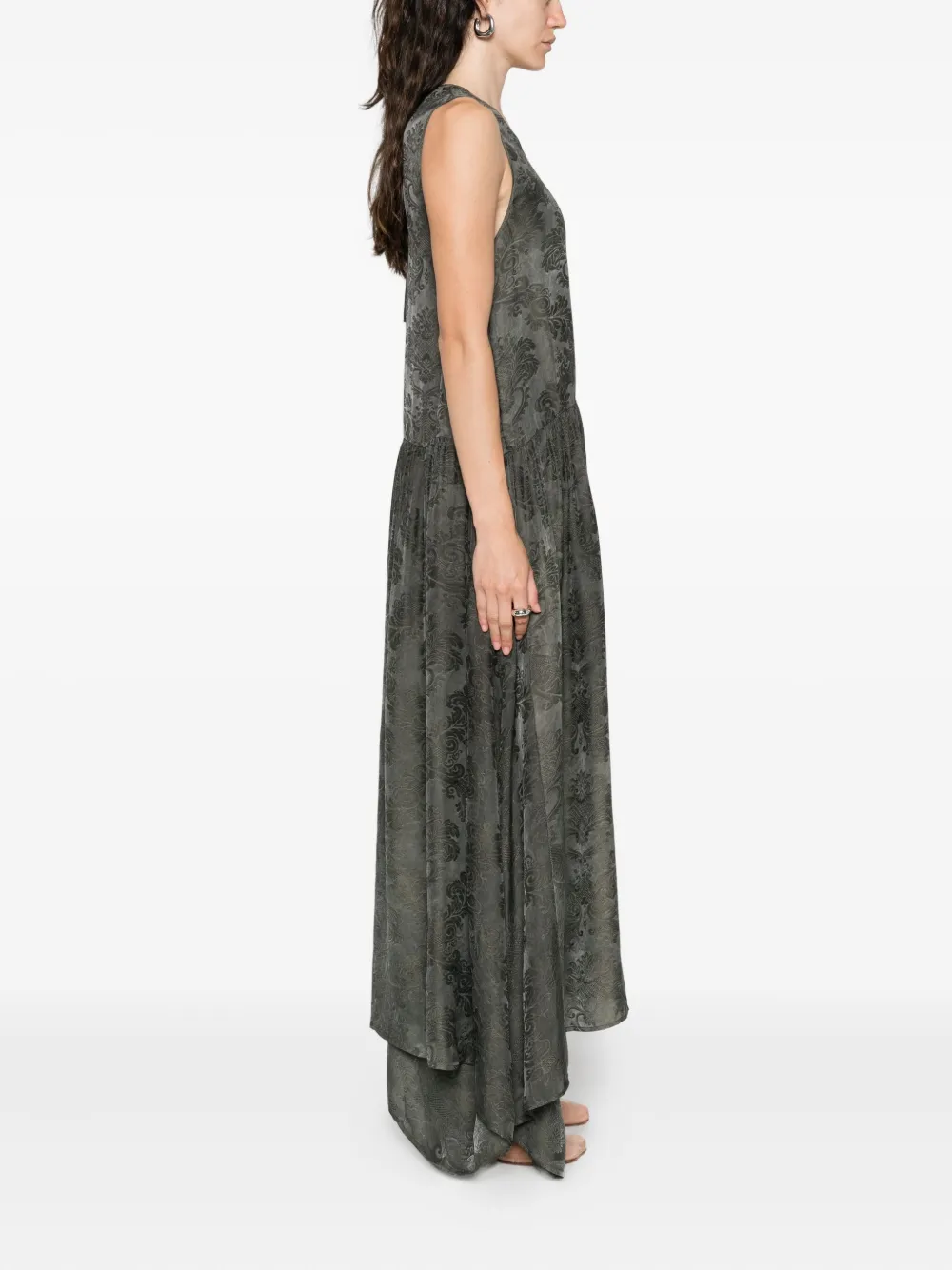 Uma Wang Floral-print Sleeveless Dress In Green