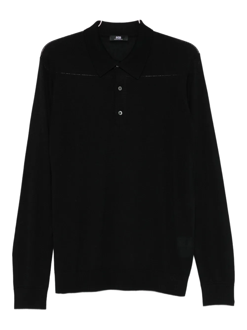 ALPHA STUDIO fine-knit polo shirt | Black | Image 1