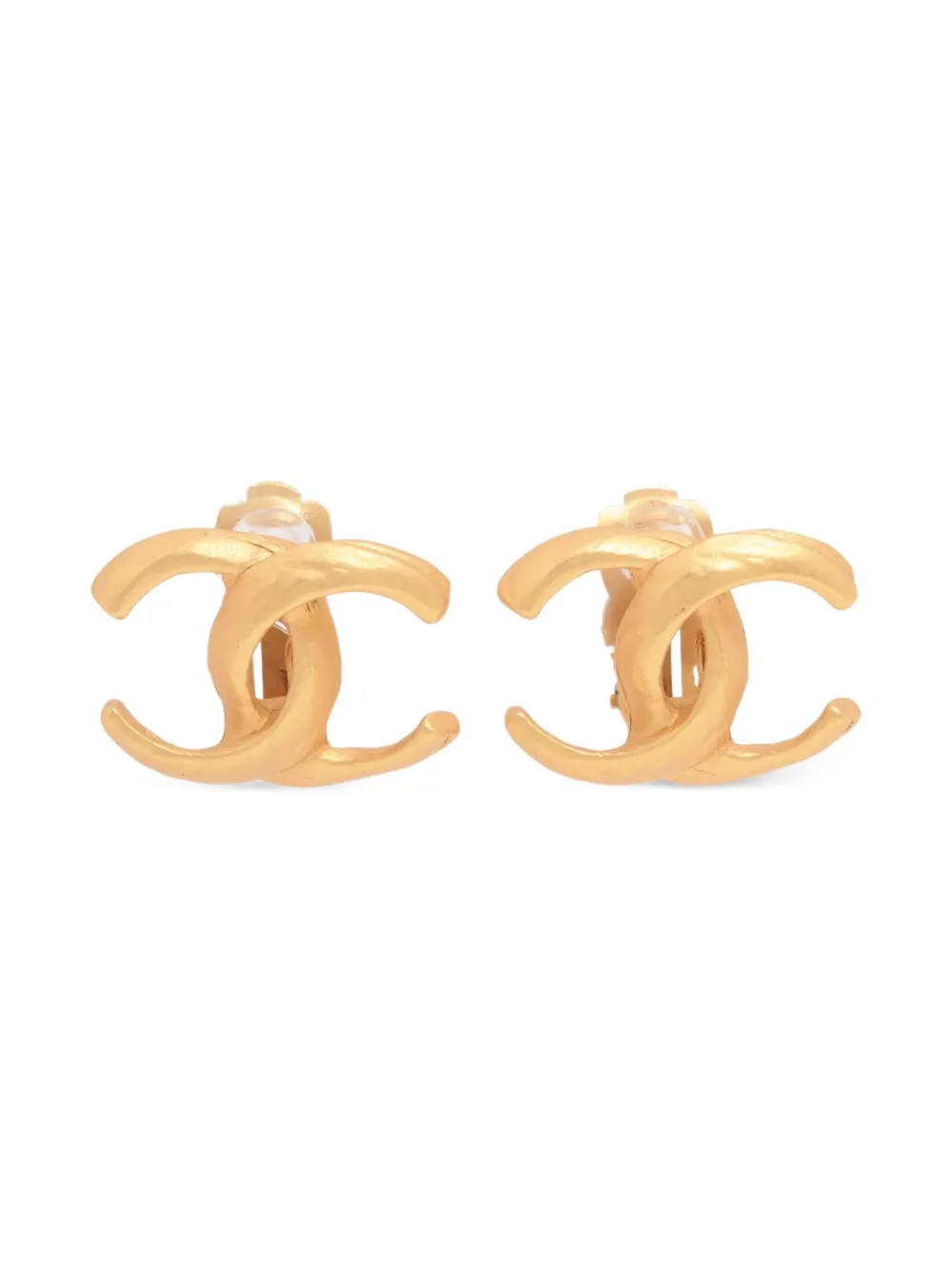 CHANEL Pre-Owned 2000 Interlocking CC clip-on earrings - ゴールドトーン CHANEL Pre-Owned 2000 Interlocking CC clip-on earrings - ゴールドトーン