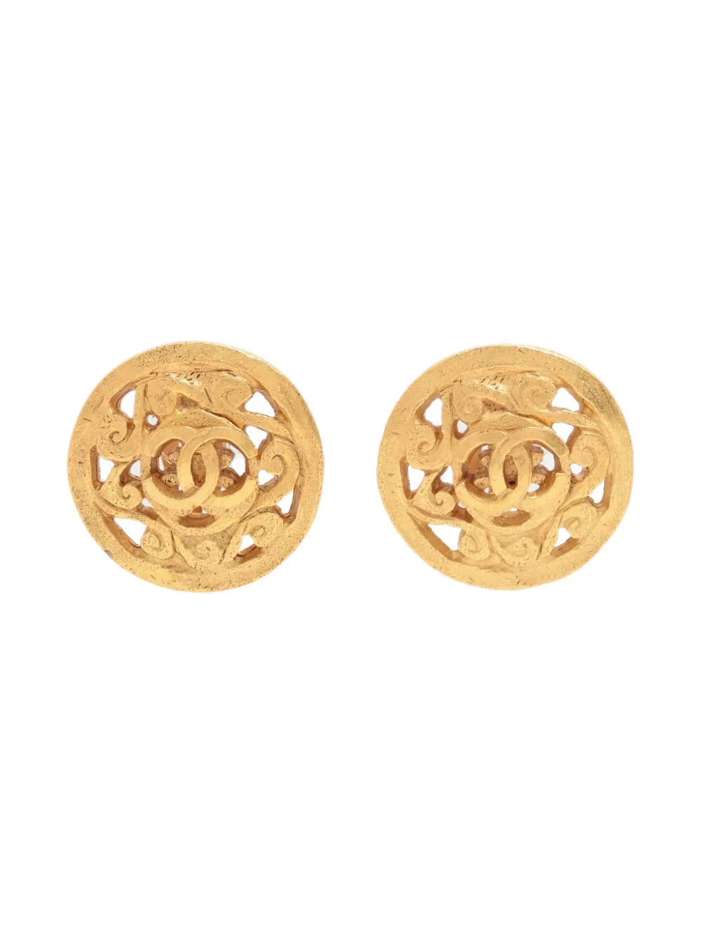 CHANEL Pre-Owned 1995 Interlocking CC clip-on earrings - ゴールドトーン CHANEL Pre-Owned 1995 Interlocking CC clip-on earrings - ゴールドトーン