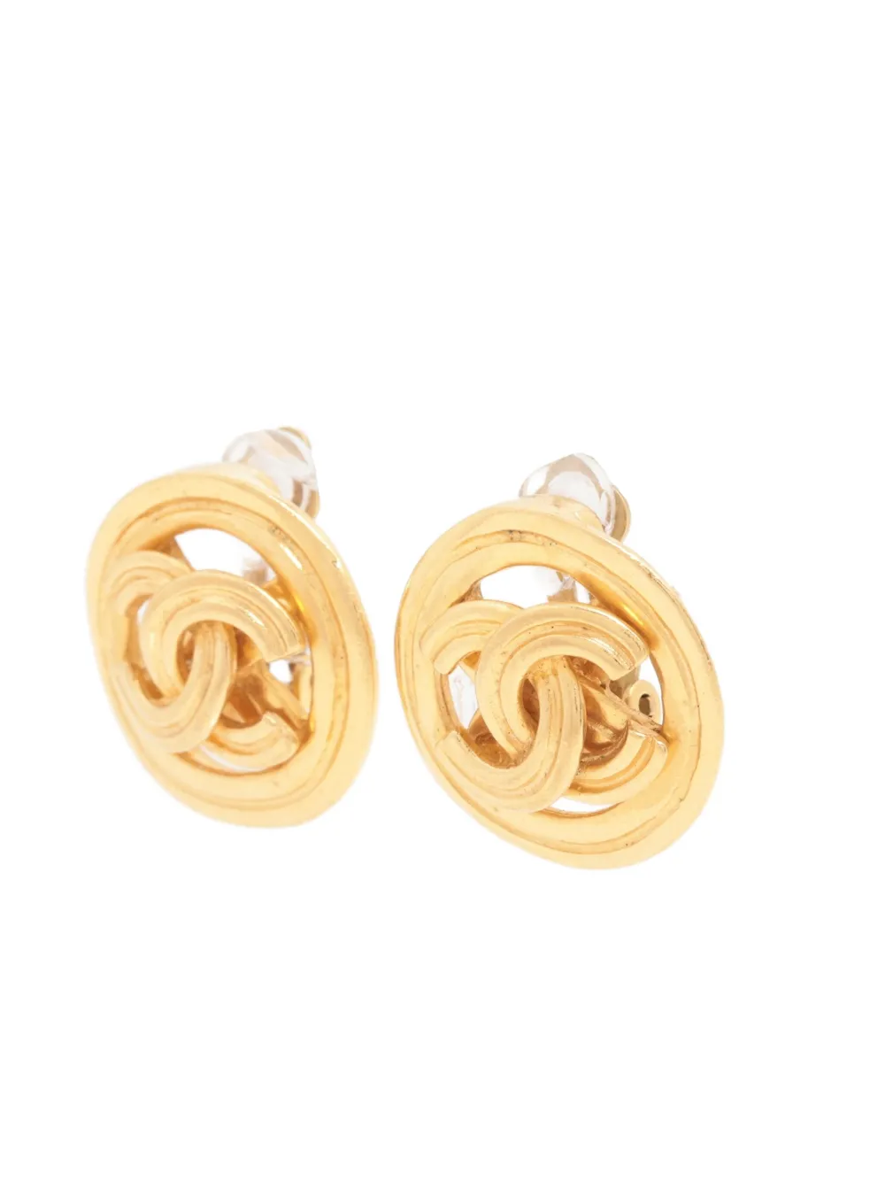 CHANEL Pre-Owned 1996 Interlocking CC clip-on earrings | Image 2