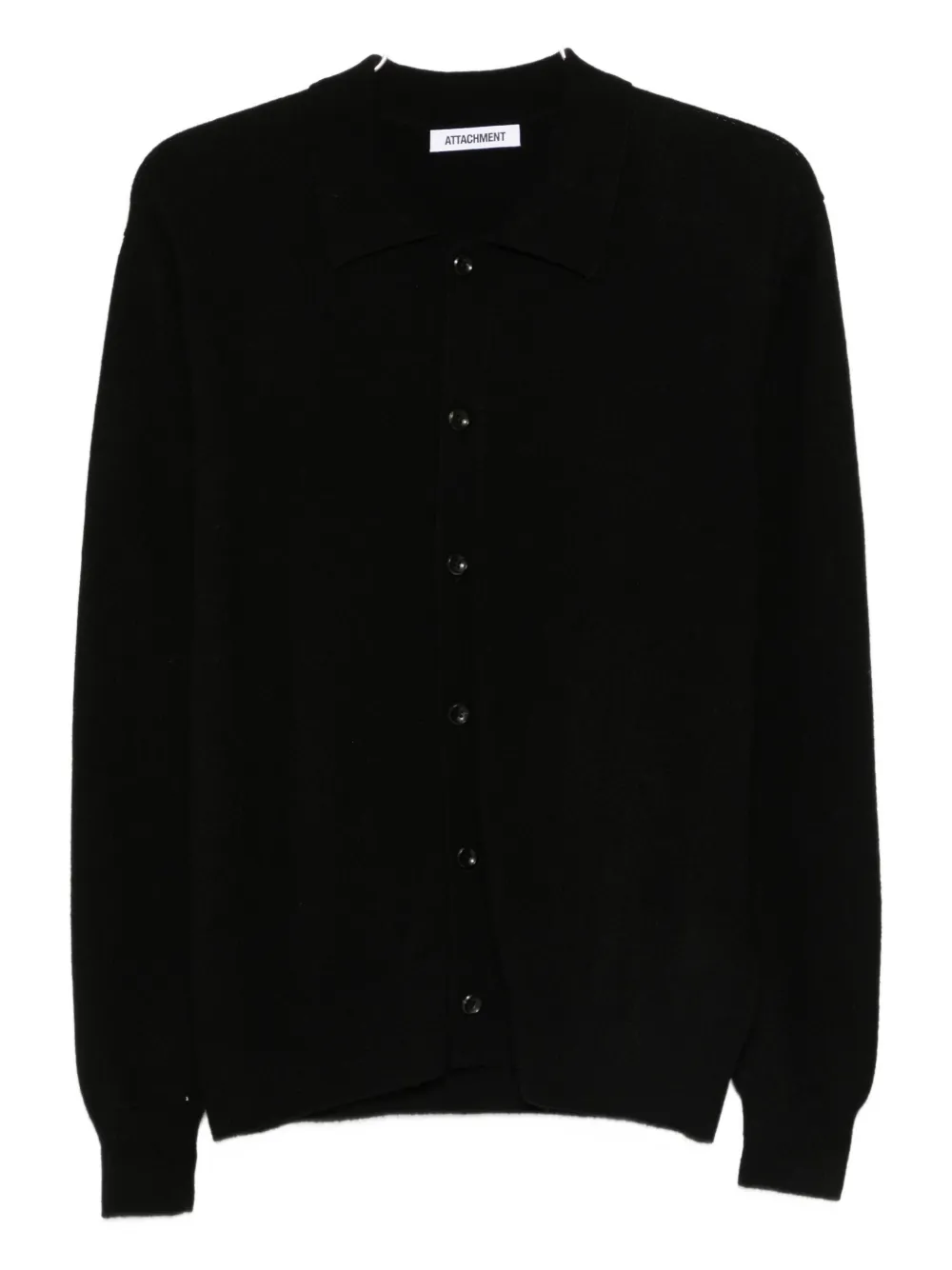 Attachment Polo-collar Cardigan In Black