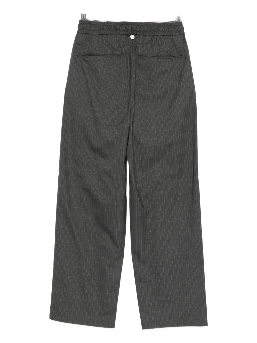 Attachment pinstripe-pattern drawstring trousers - Grijs