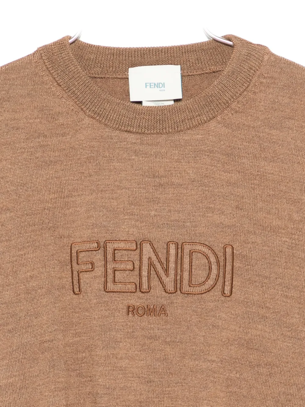 Fendi Logo-embroidery Sweater In Brown