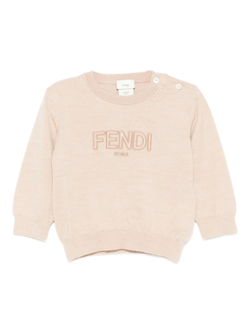 Fendi Kids embroidered-logo sweater | Neutrals | Image 1