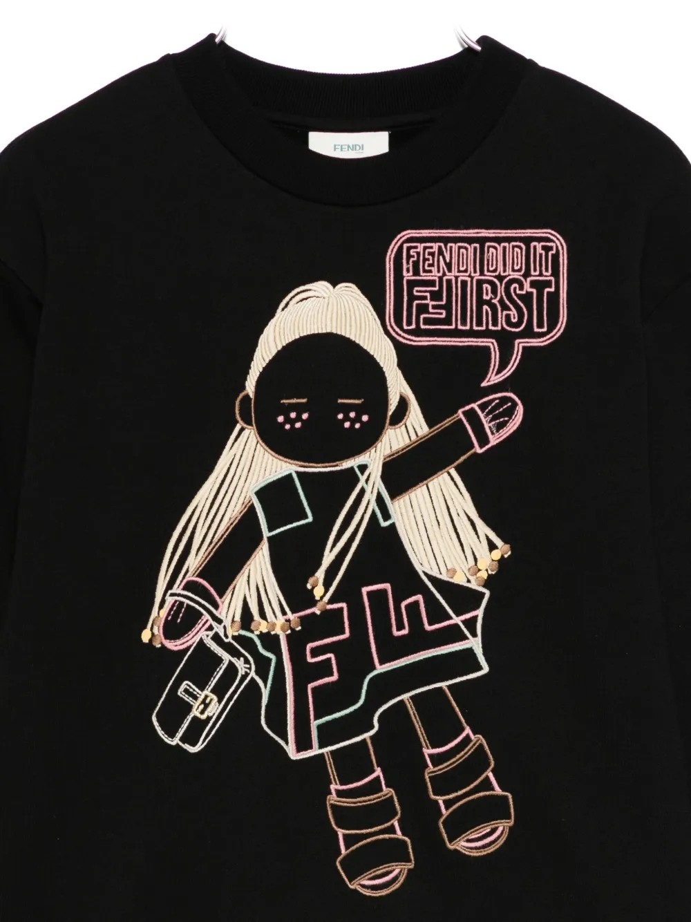 Fendi Doll-print Sweatshirt In Black